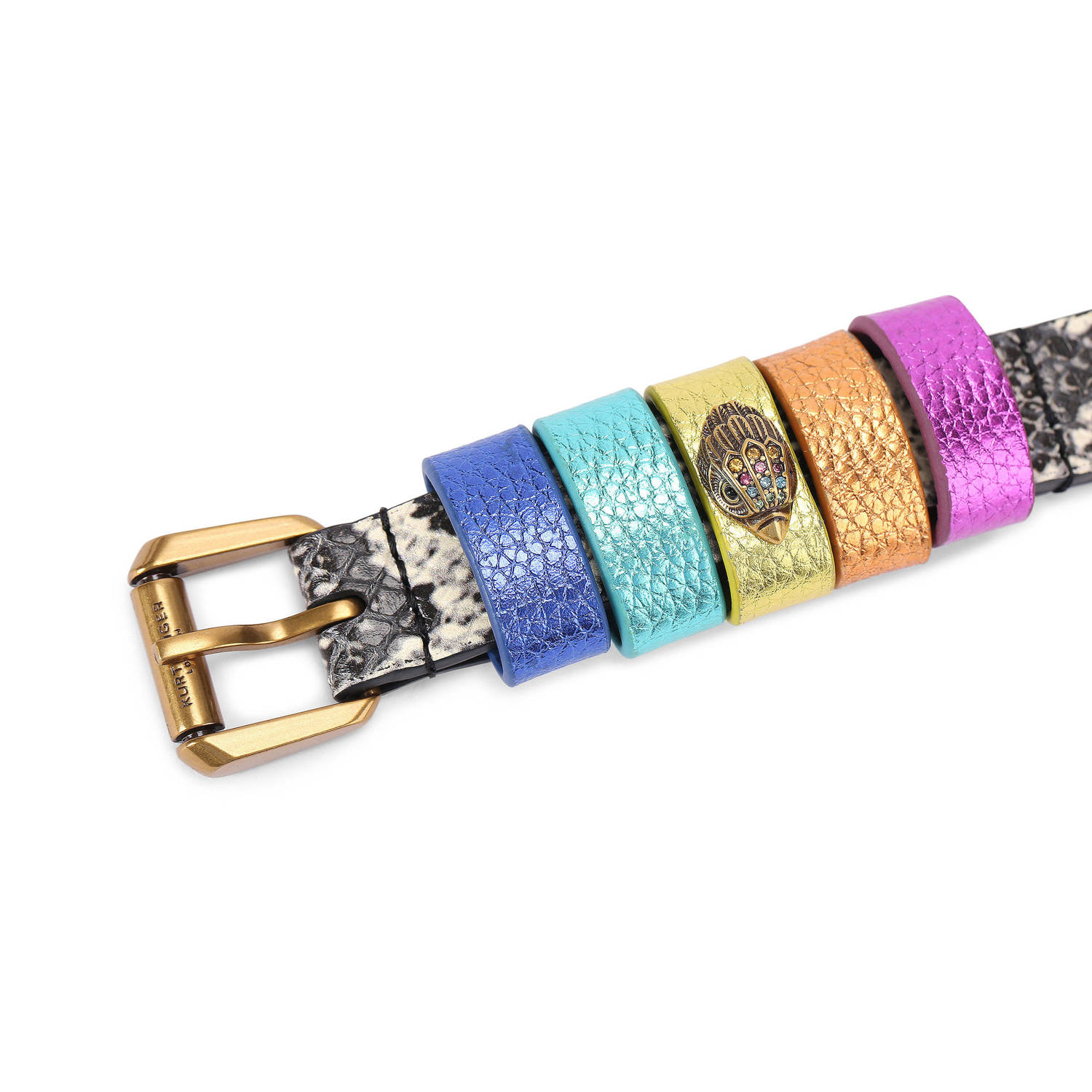 Kurt Geiger leren riem Multikeeper met slagenprint grijs