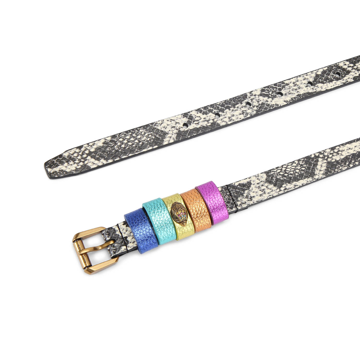 Kurt Geiger leren riem Multikeeper met slagenprint grijs