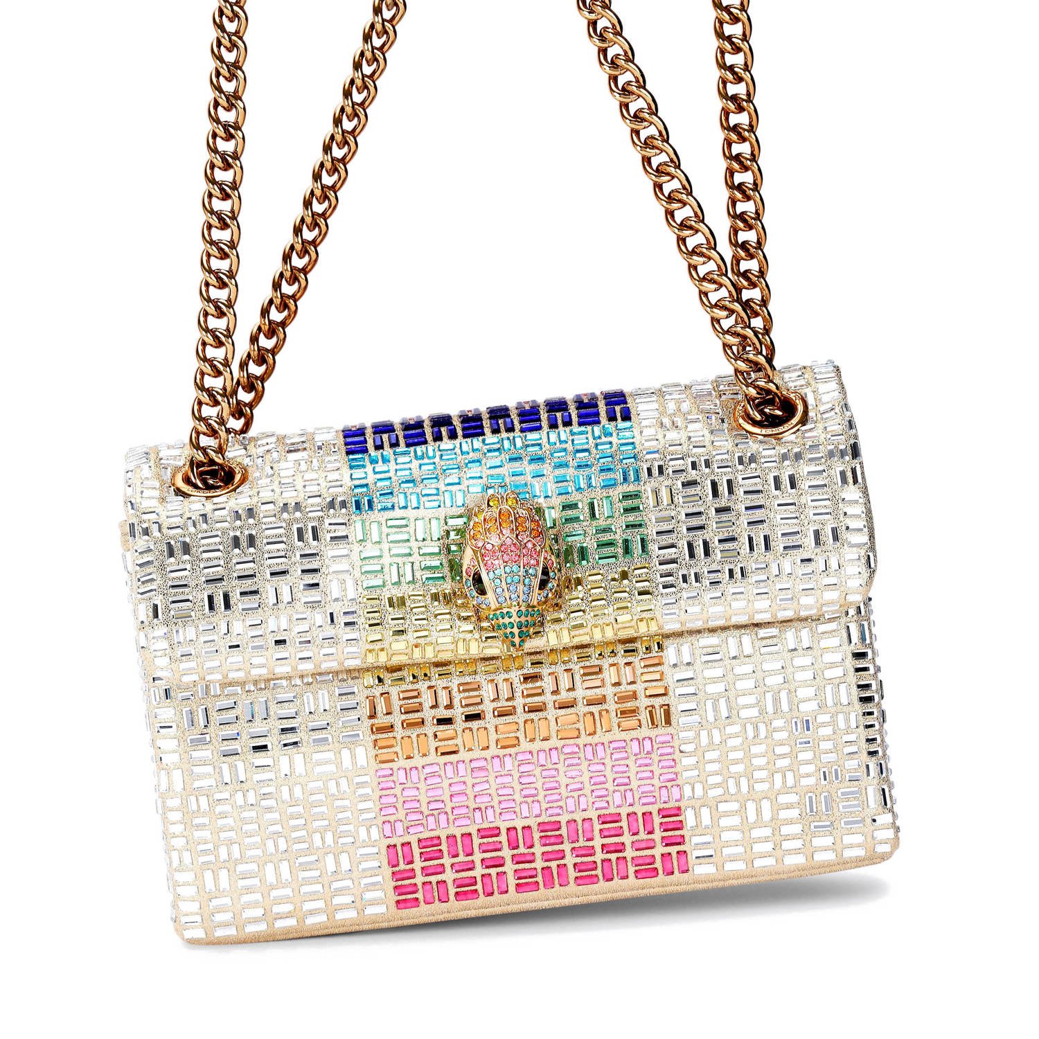 Kurt Geiger crossbody tas Mini Kensington met strass goudkleurig multi