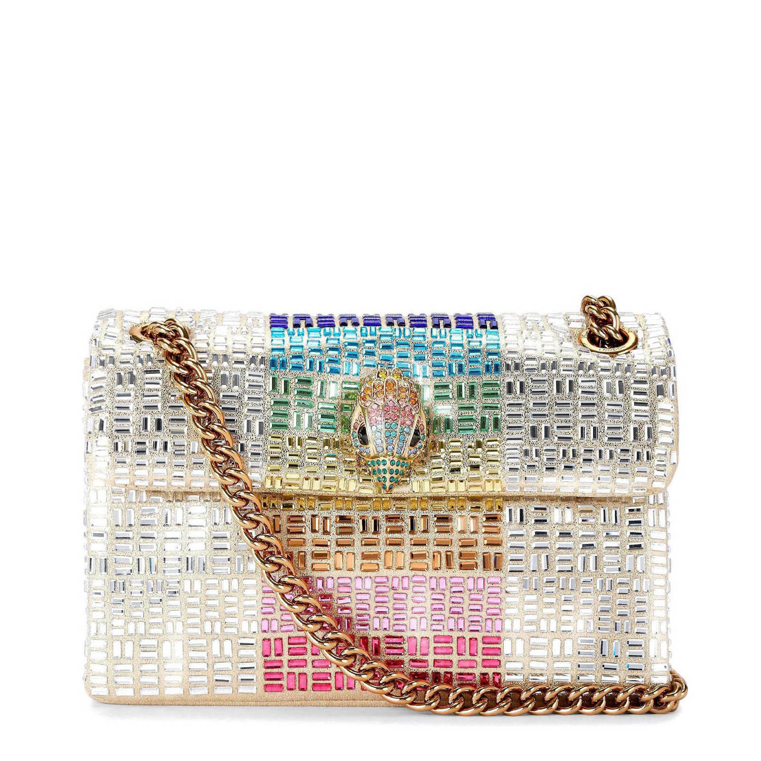 Kurt Geiger crossbody tas Mini Kensington met strass goudkleurig multi