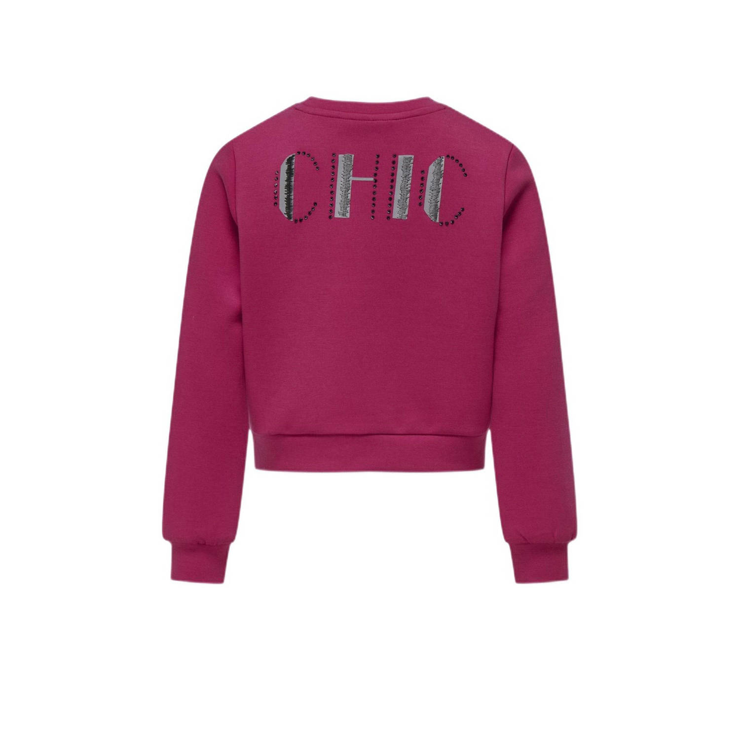 ONLY KIDS GIRL sweater KOGMAYRA met backprint donker fuchsia