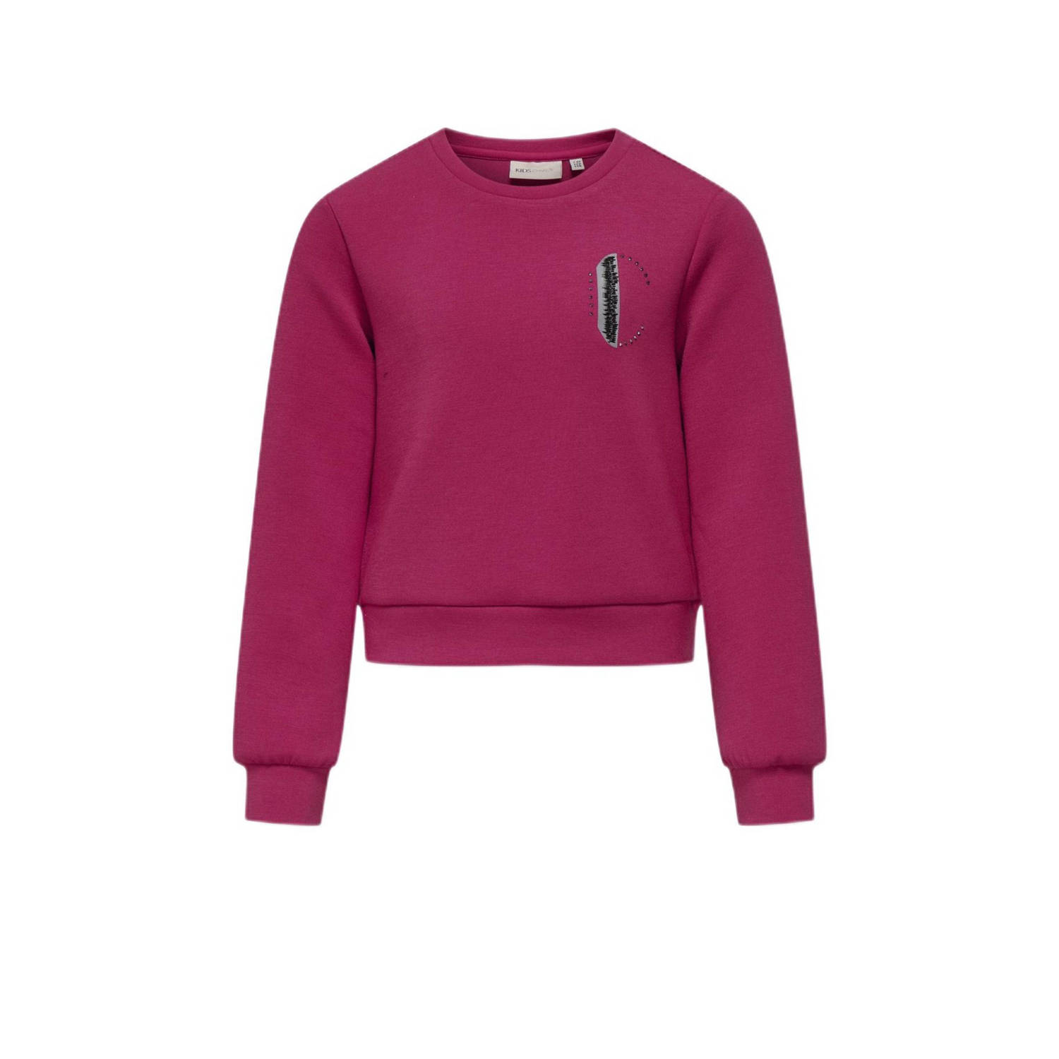 ONLY KIDS GIRL sweater KOGMAYRA met backprint donker fuchsia