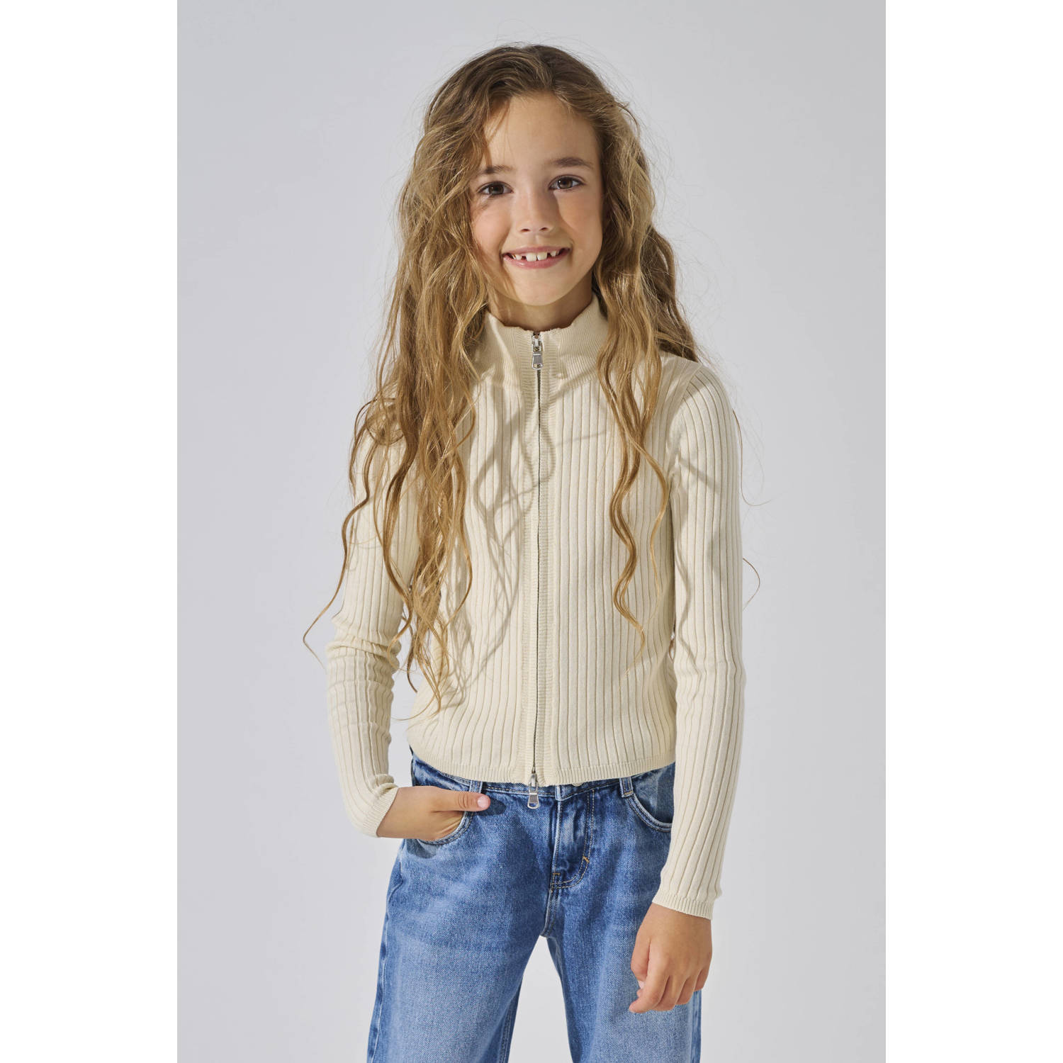 ONLY KIDS GIRL ribgebreid vest KOGELLA ecru