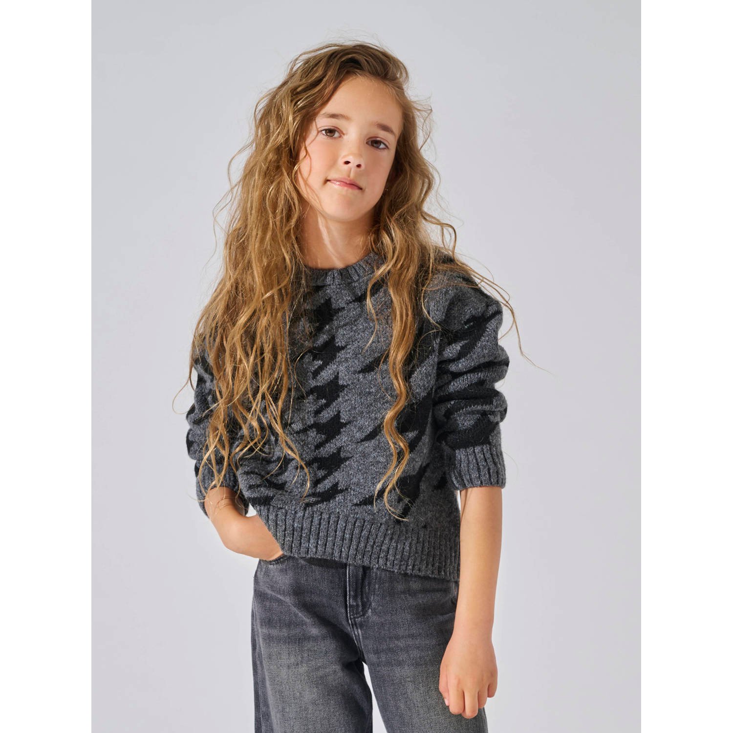 ONLY KIDS GIRL gebreide trui grijs