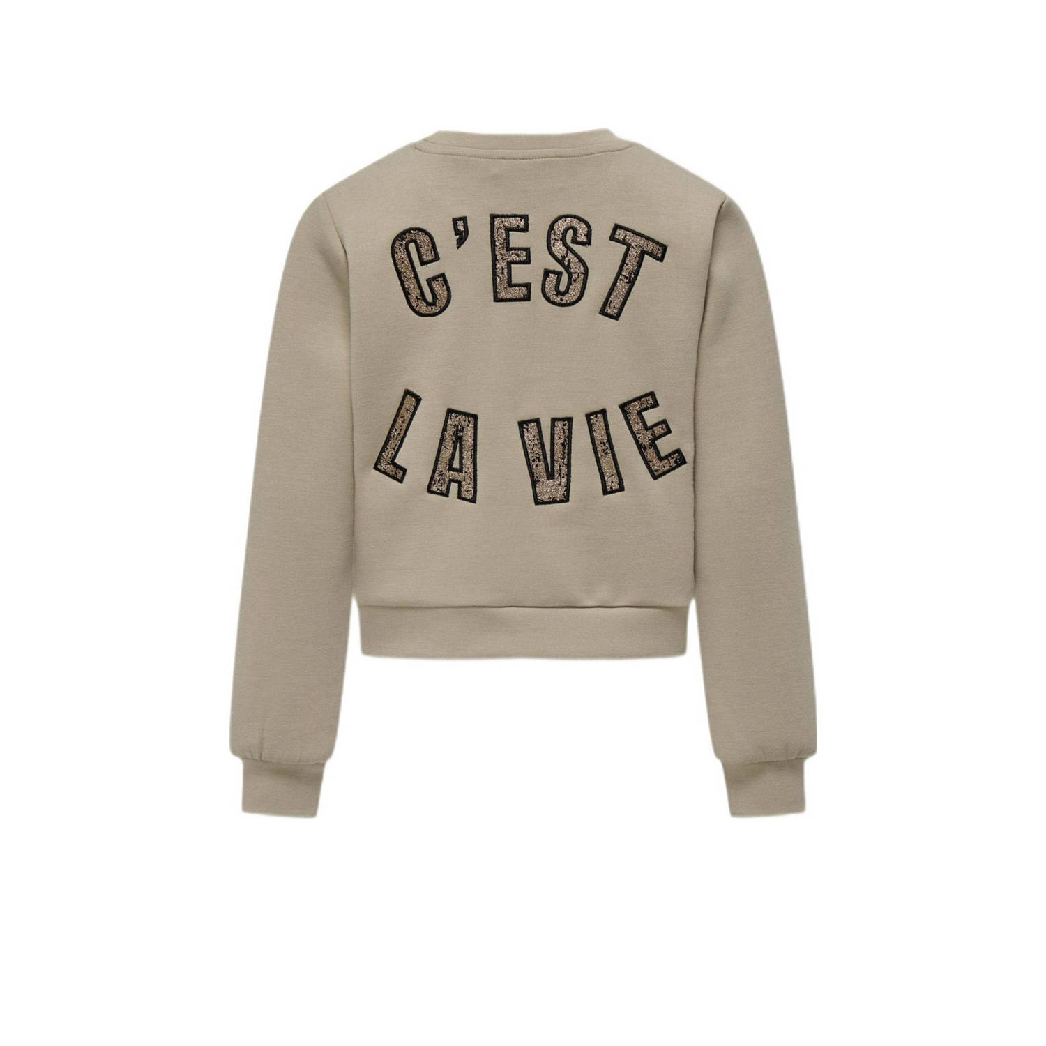 ONLY KIDS GIRL sweater KOGMAYRA met backprint lichtzand