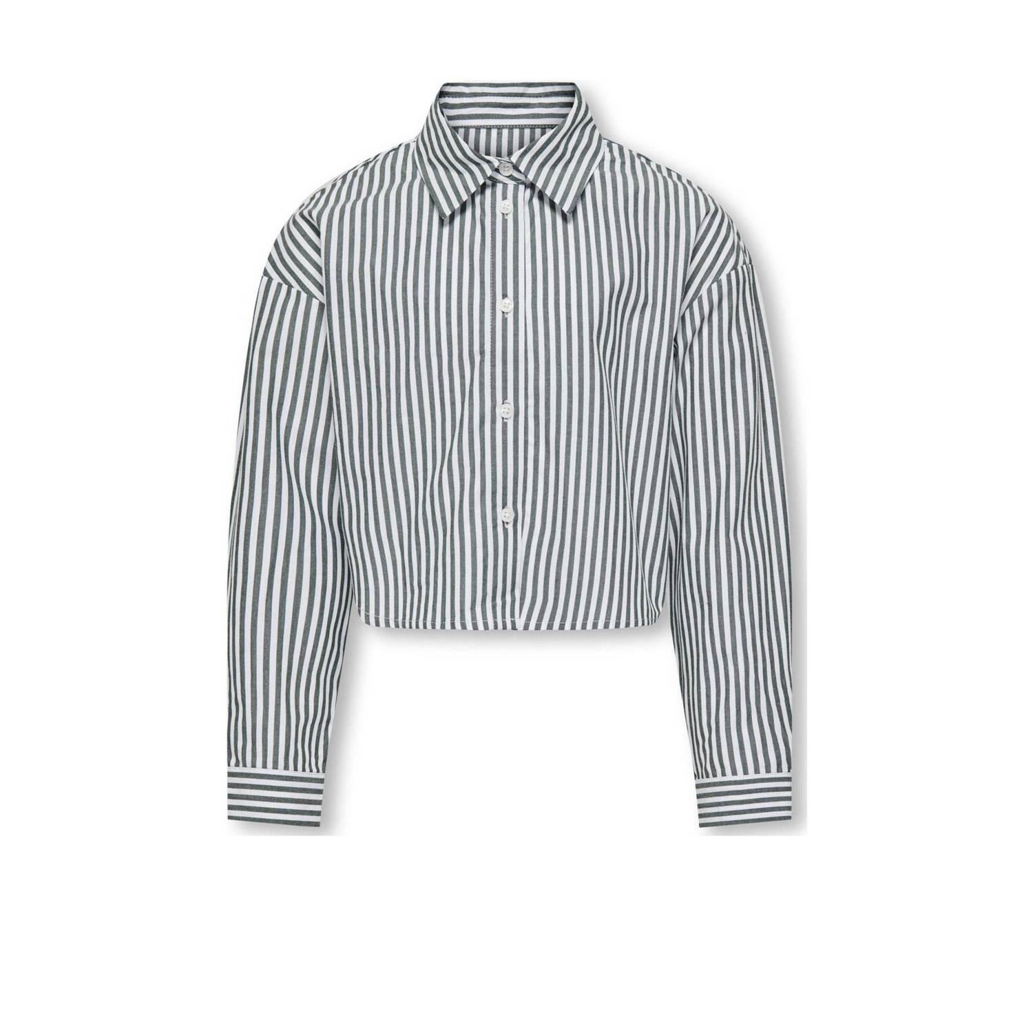 ONLY KIDS GIRL gestreepte blouse KOGGABY wit antraciet