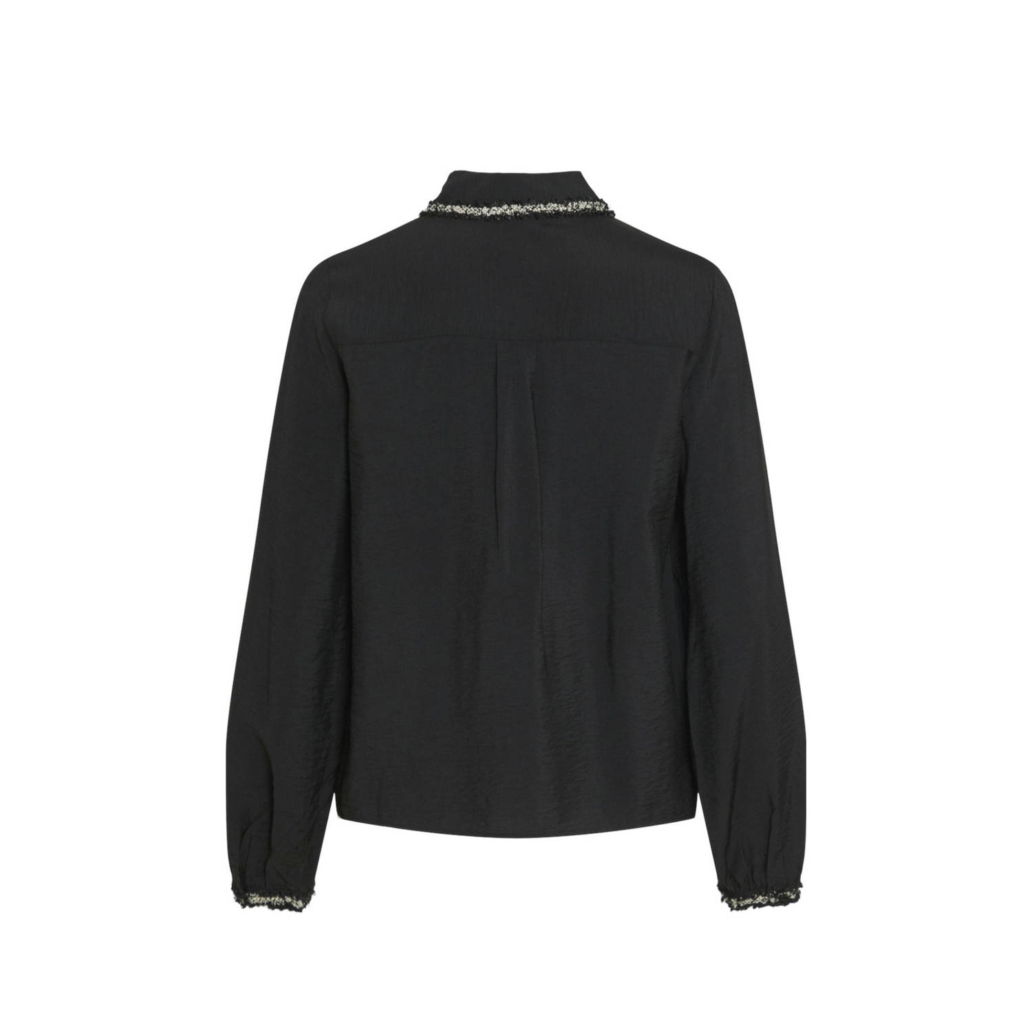 VILA blouse VIDOGMA met contrastbies zwart