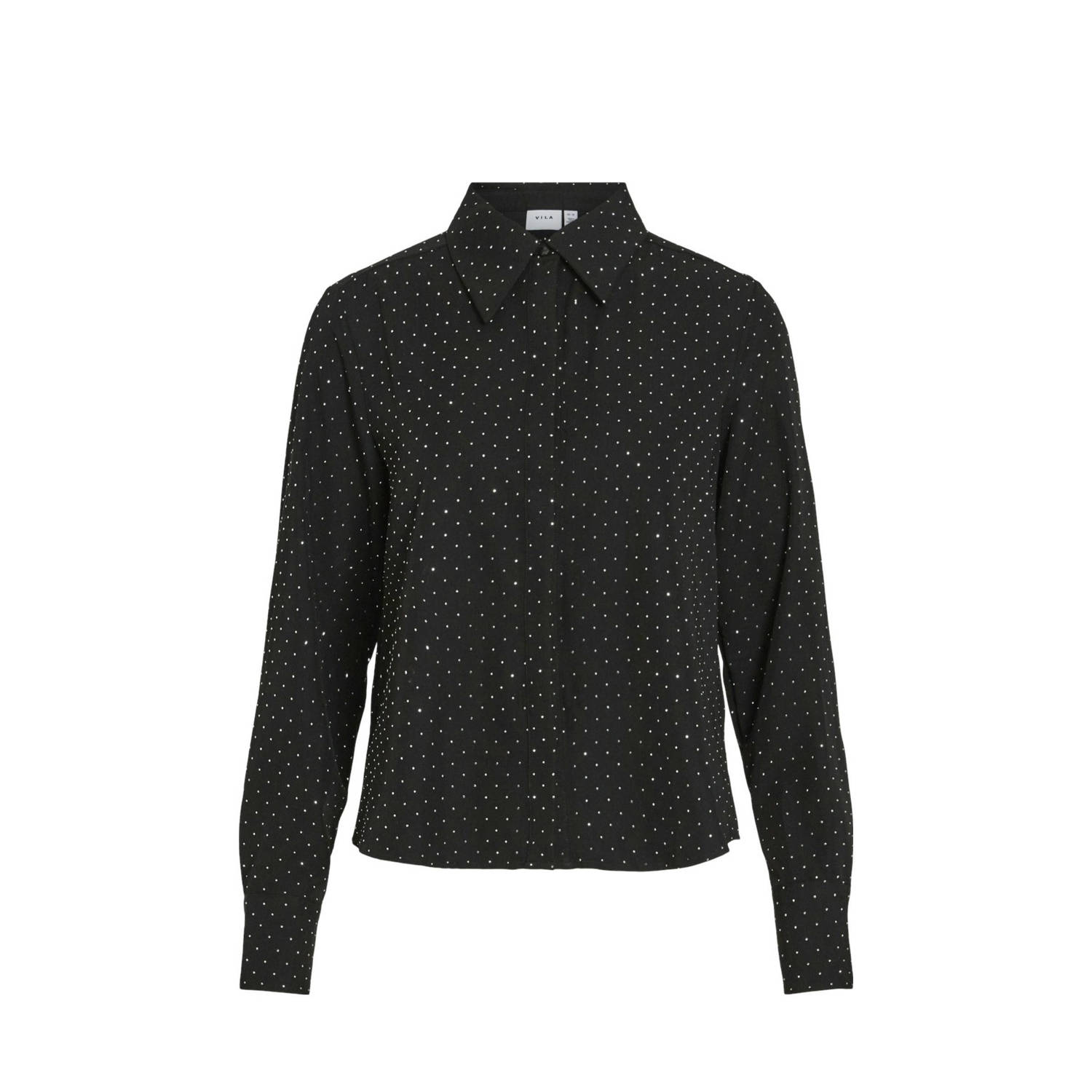 VILA blouse met strass steentjes zwart