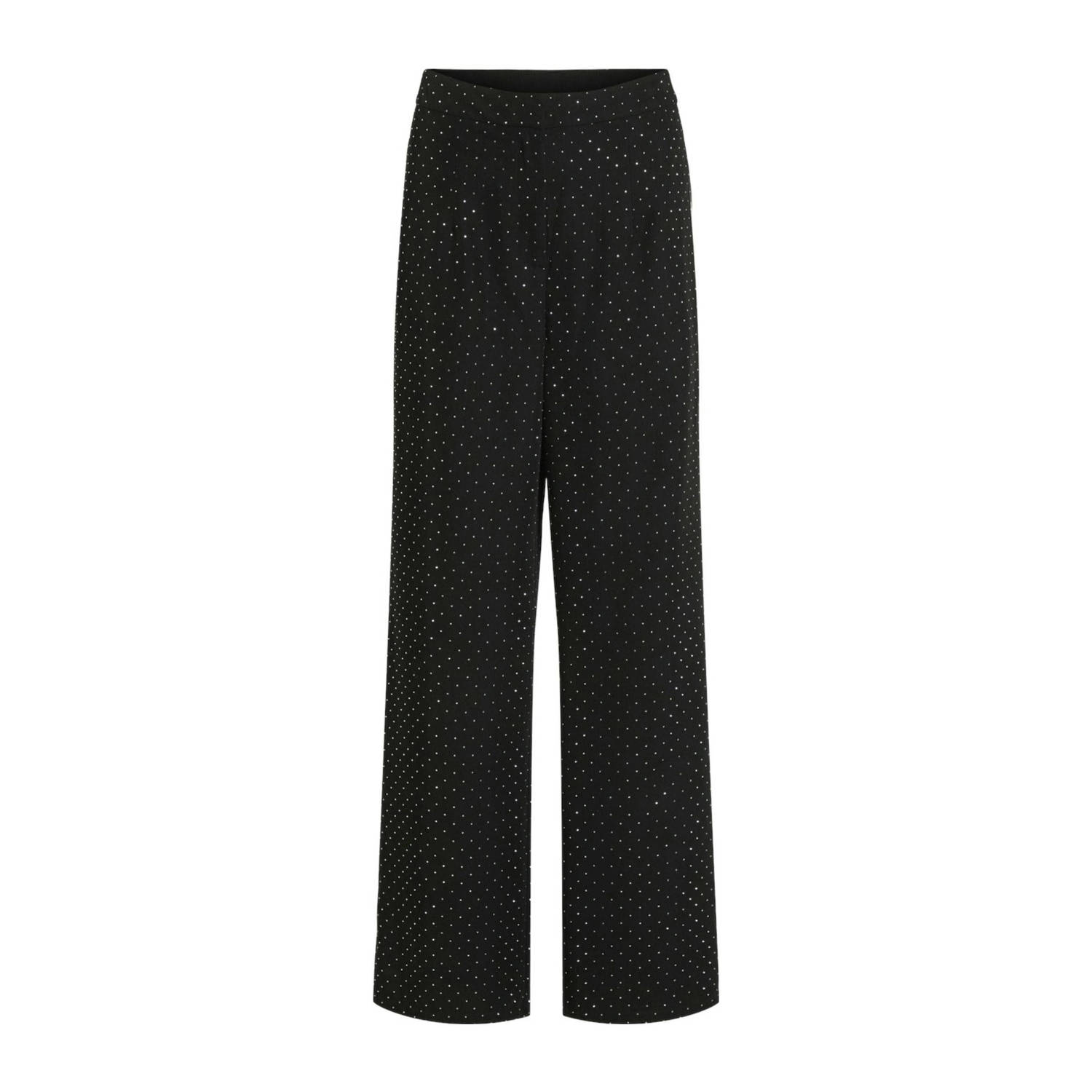 VILA wide leg broek met strass steentjes zwart