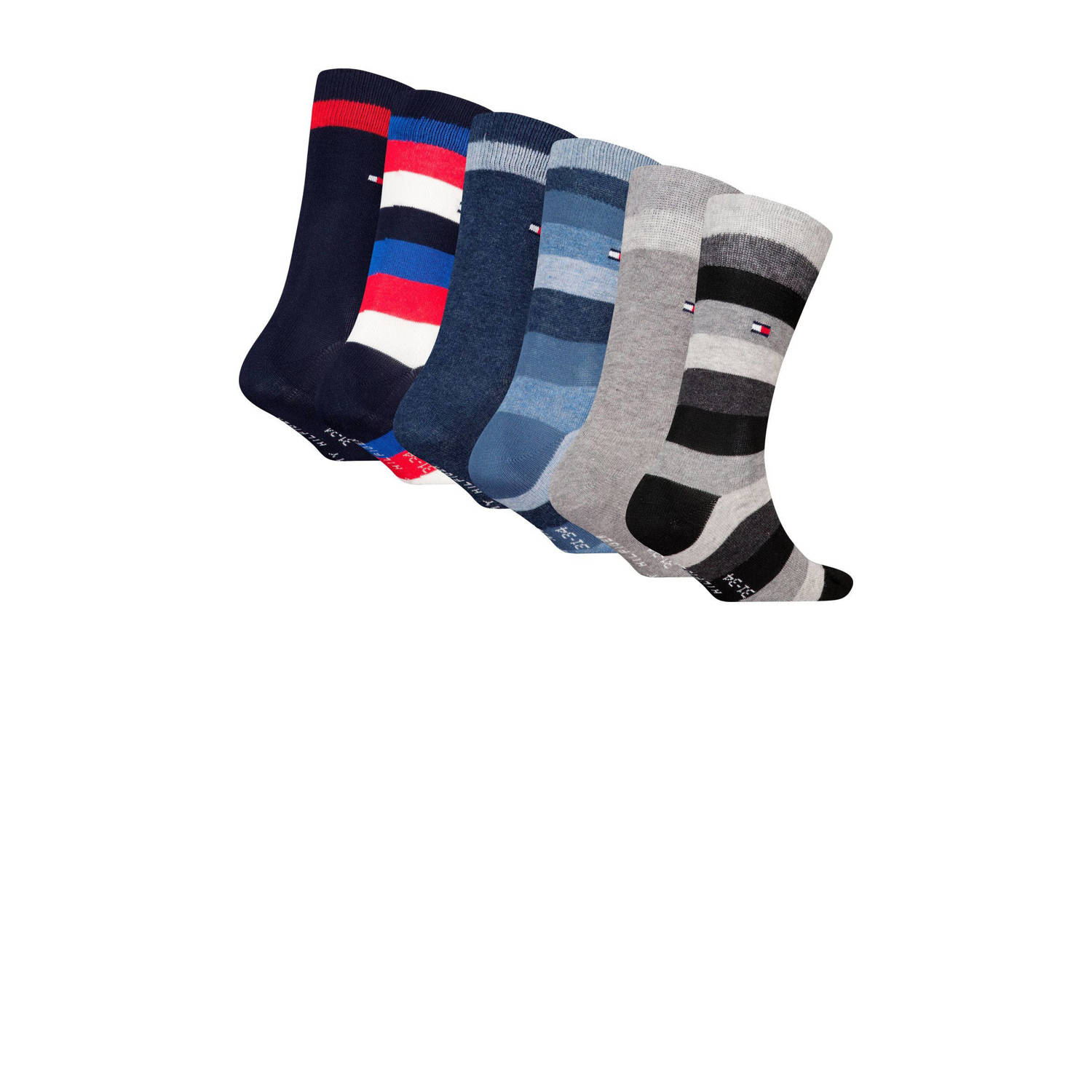 Tommy Hilfiger sokken set van 6 blauw rood zwart