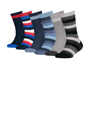 sokken - blauw/rood/zwart (set van 6)