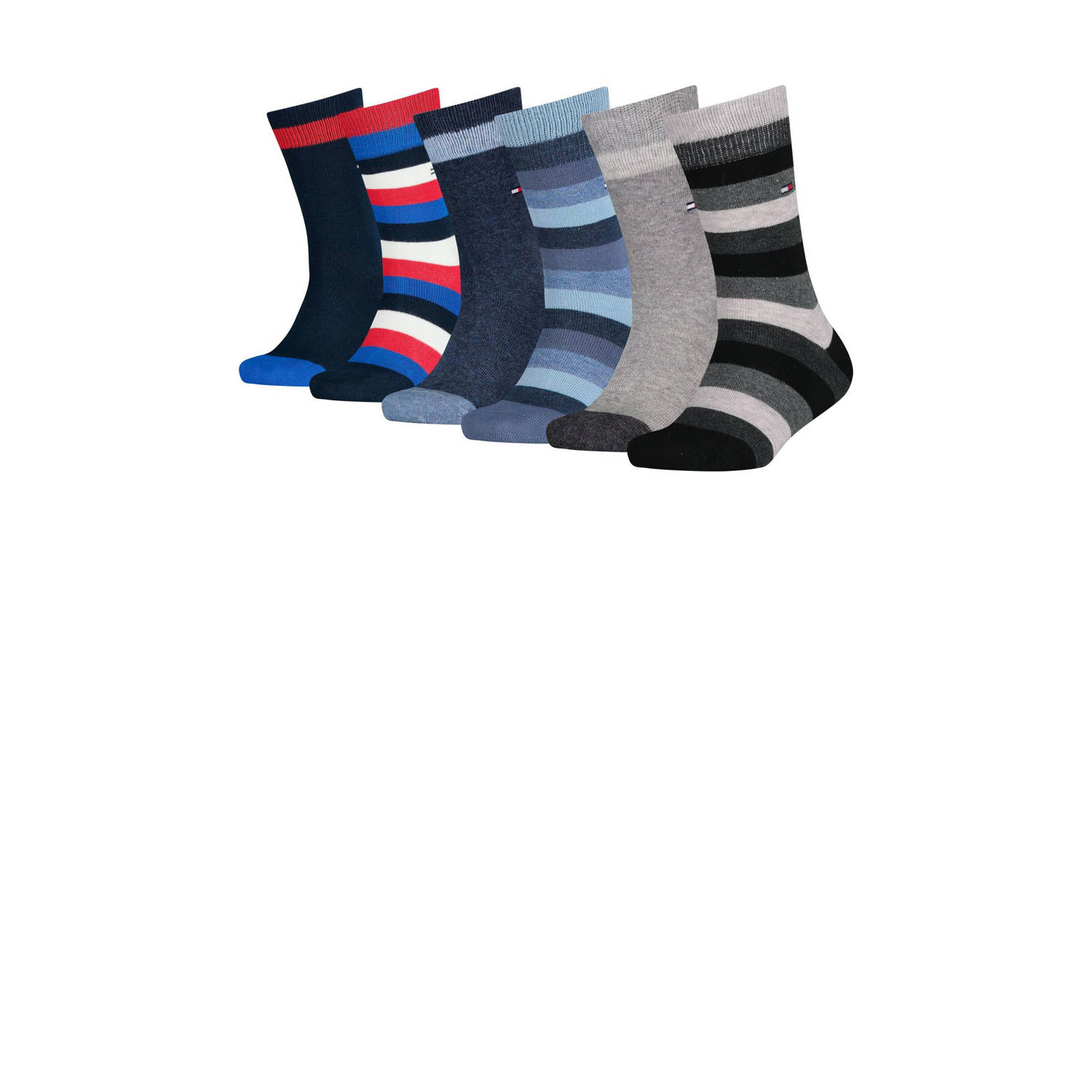 Tommy Hilfiger sokken set van 6 blauw rood zwart