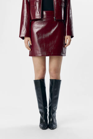 imitatieleren rok donkerrood