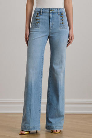 high waist flared jeans light blue denim