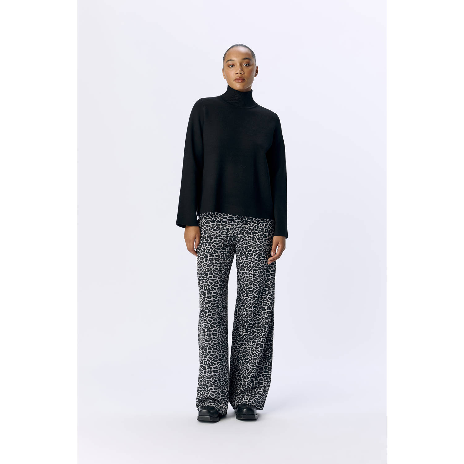 OBJECT wide leg broek OBJALBA met panterprint