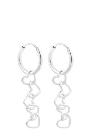 silver plated oorbellen Connected Hearts
