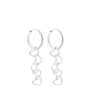 silver plated oorbellen Connected Hearts