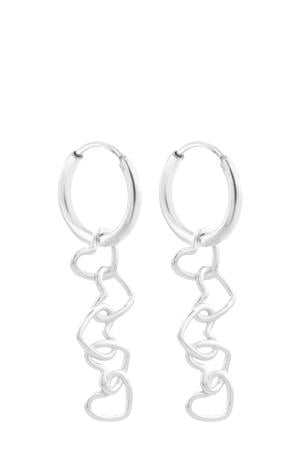 silver plated oorbellen Connected Hearts