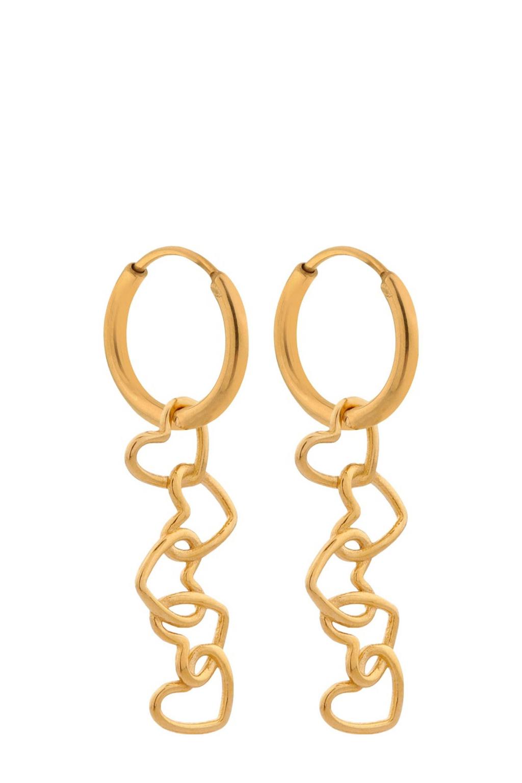 Label Kiki gold plated oorbellen Connected Hearts