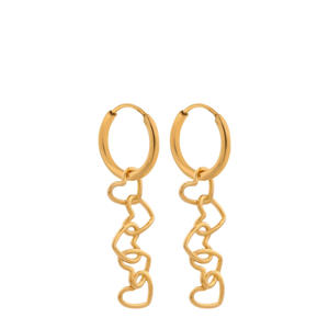 gold plated oorbellen Connected Hearts
