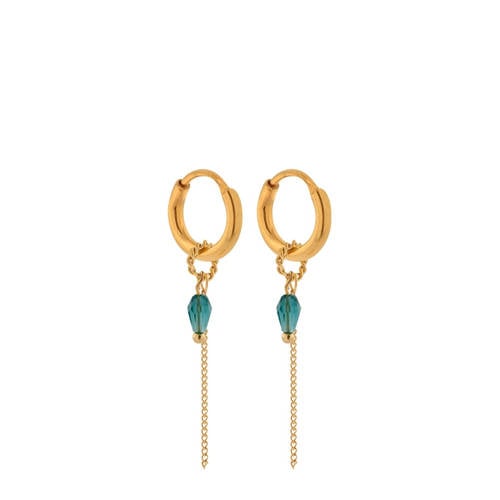 Label Kiki gold plated oorbellen Green Drop Hoops afbeelding