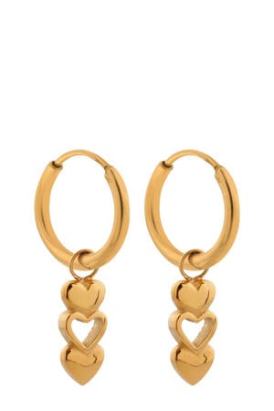 gold plated oorbellen Open Heart Hoops
