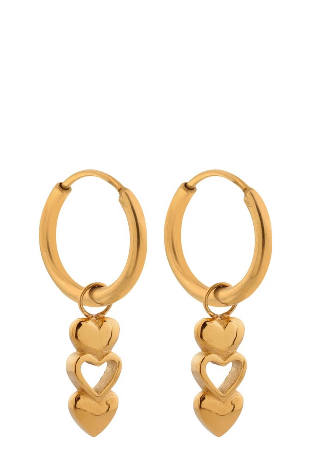Label Kiki gold plated oorbellen Open Heart Hoops
