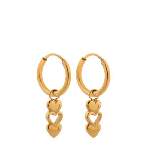 gold plated oorbellen Open Heart Hoops