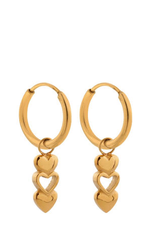 gold plated oorbellen Open Heart Hoops