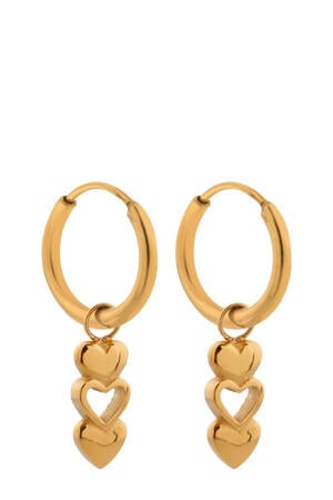 gold plated oorbellen Open Heart Hoops