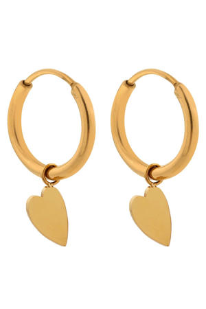 gold plated oorbellen Heart Hoops