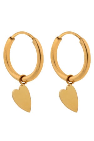 gold plated oorbellen Heart Hoops