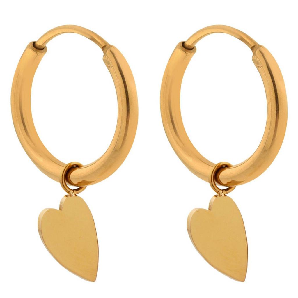 Label Kiki gold plated oorbellen Heart Hoops