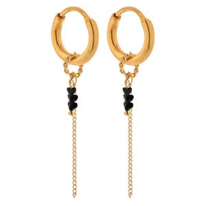 gold plated oorbellen Black Chain Hoops