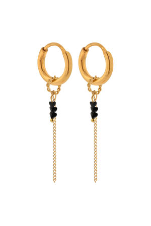 gold plated oorbellen Black Chain Hoops