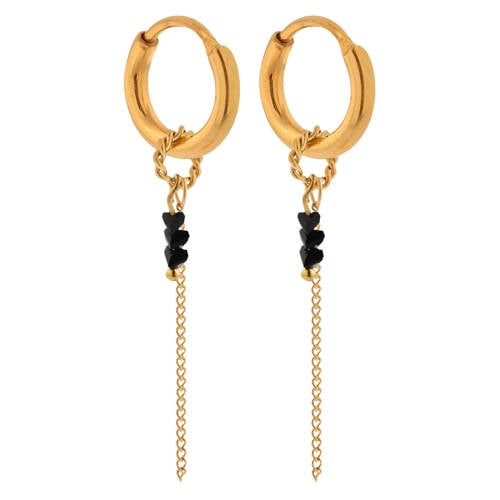 Label Kiki gold plated oorbellen Black Chain Hoops afbeelding