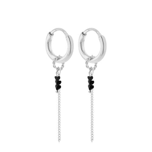 Label Kiki silver plated oorbellen Black Chain Hoops afbeelding