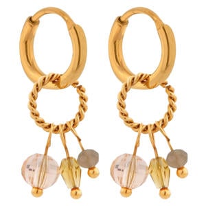 gold plated oorbellen Twisted Stones Hoops