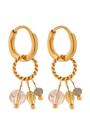 gold plated oorbellen Twisted Stones Hoops
