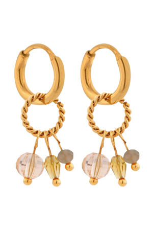 gold plated oorbellen Twisted Stones Hoops