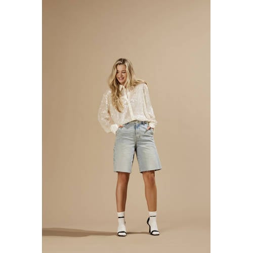 ONLY blouse pailletten ONLCARIN crème afbeelding