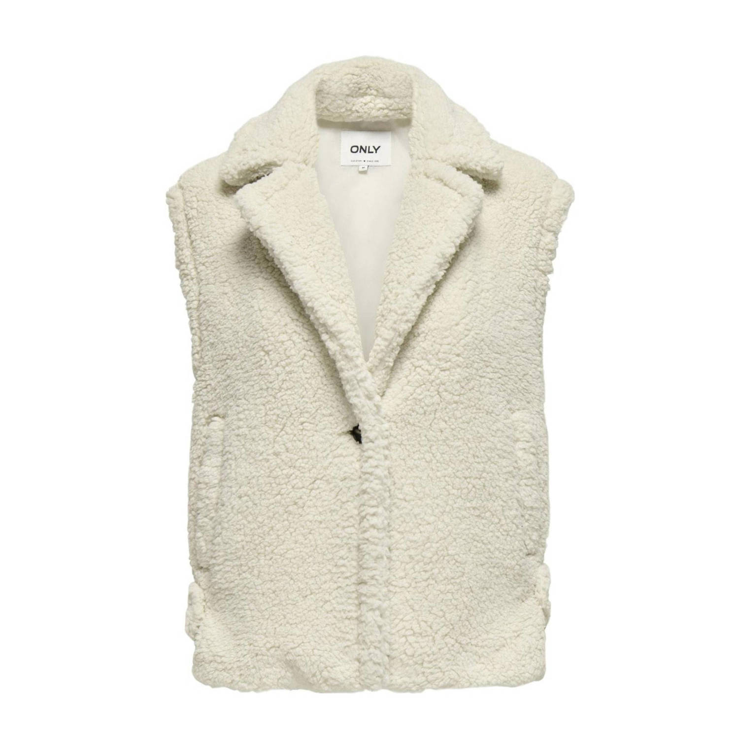 Only Teddy Vest Cloud Dancer Freewear White Dames