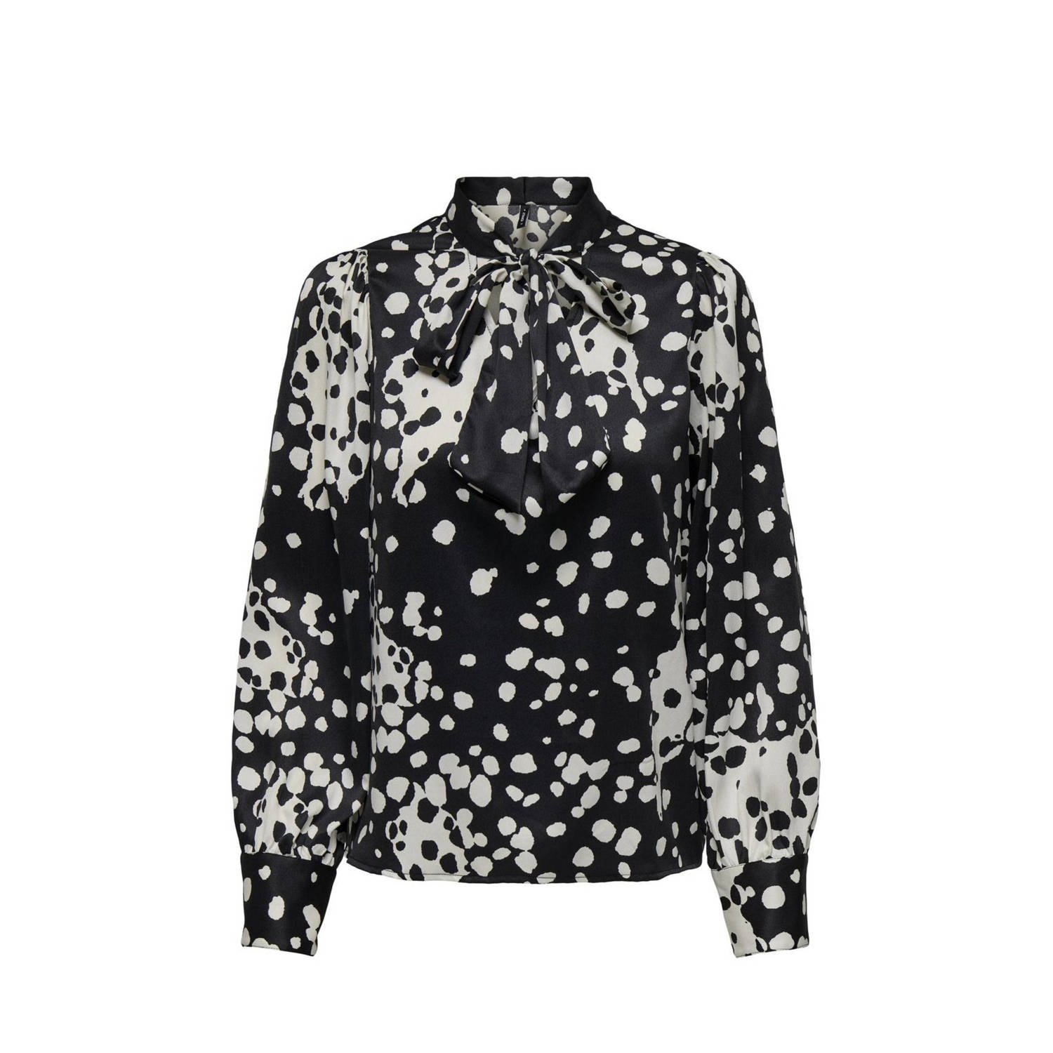 ONLY blousetop ONLJANE met stippen zwart wit