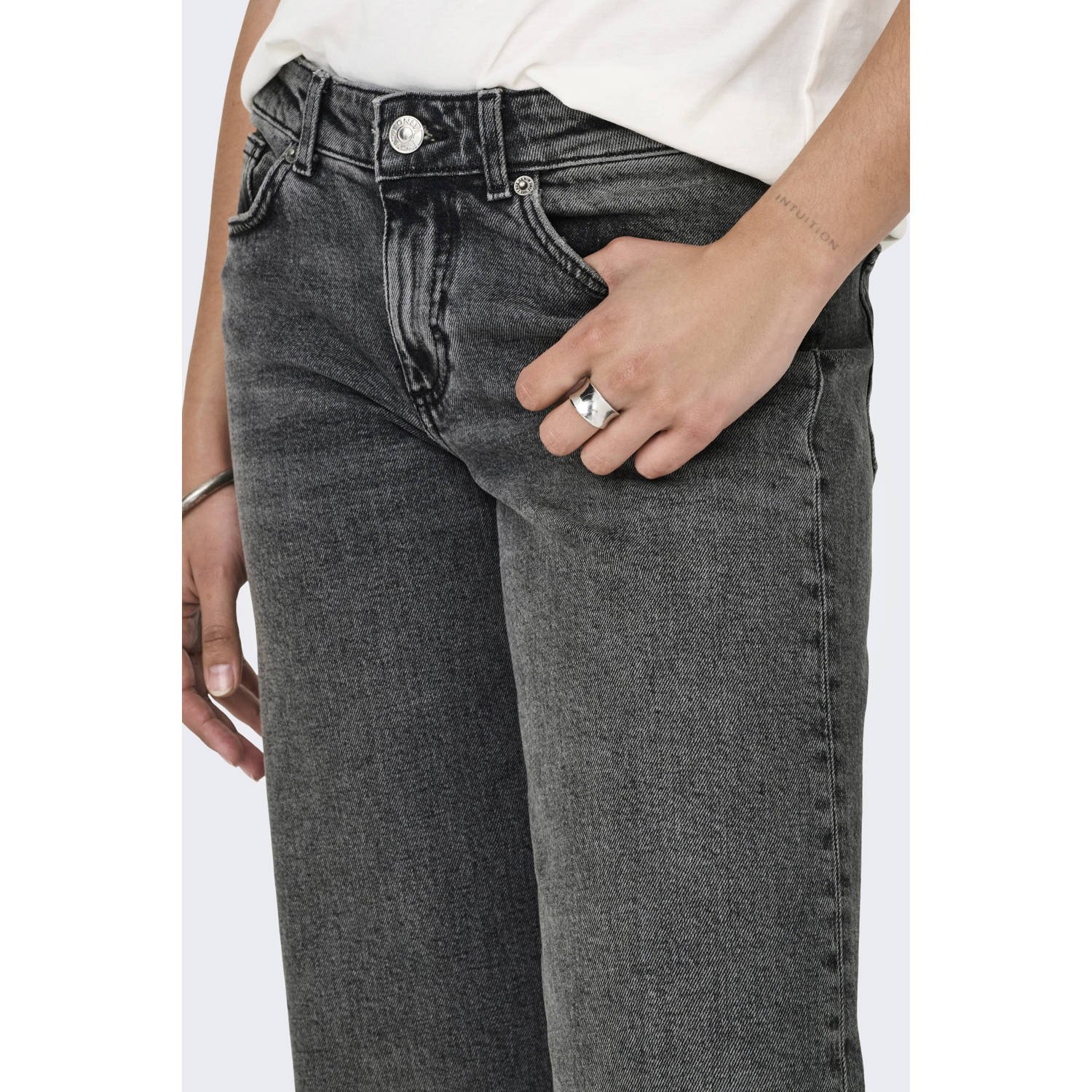 ONLY low waist wide leg jeans ONLJUICY grey denim