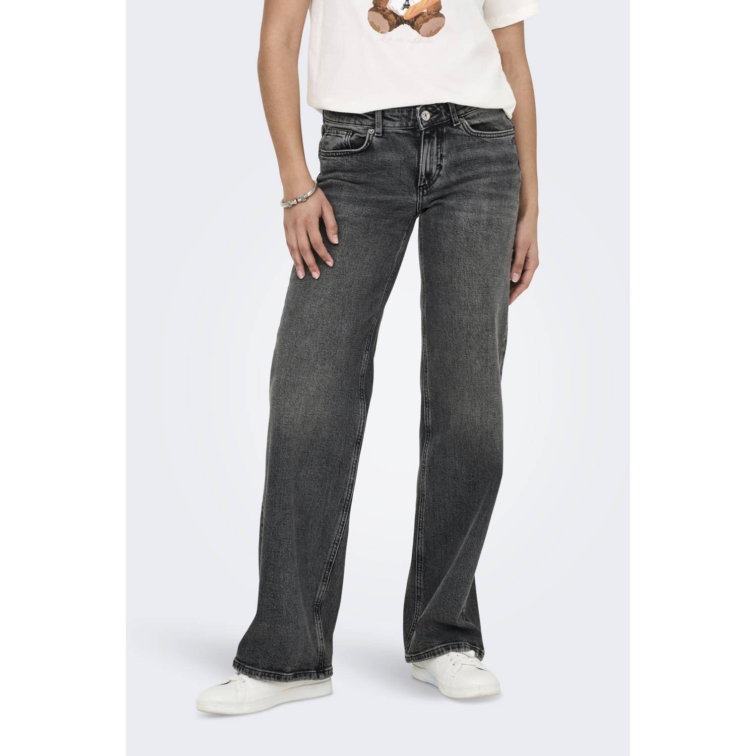 ONLY low waist wide leg jeans ONLJUICY grey denim