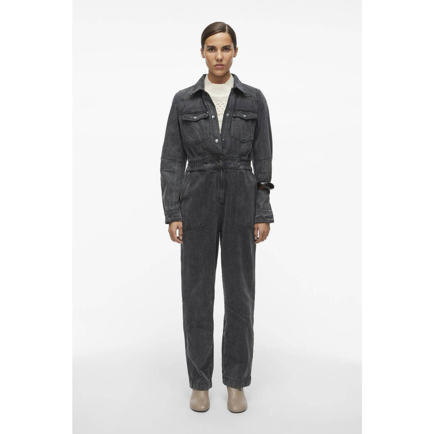 ROUGE EDIT denim straight jumpsuit black denim