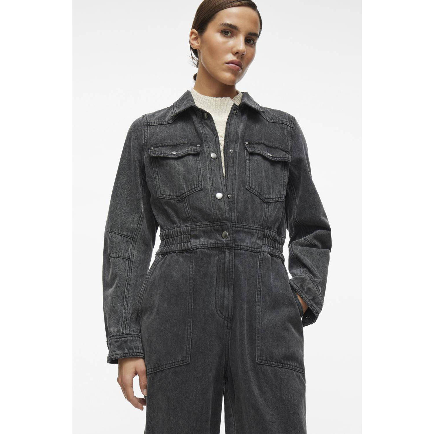 ROUGE EDIT denim straight jumpsuit black denim