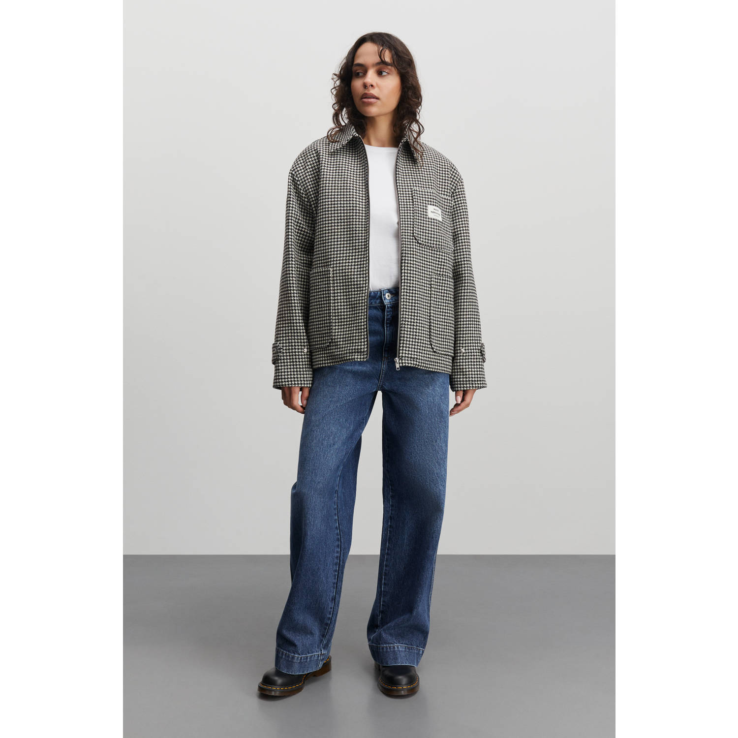 MADS NØRGAARD COPENHAGEN jasje Quadro Jona Jacket met pied-de-poule zwart wit