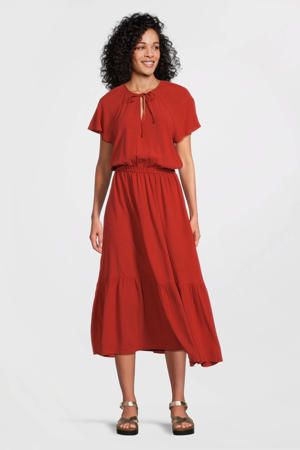 maxi crinkle jurk terracotta
