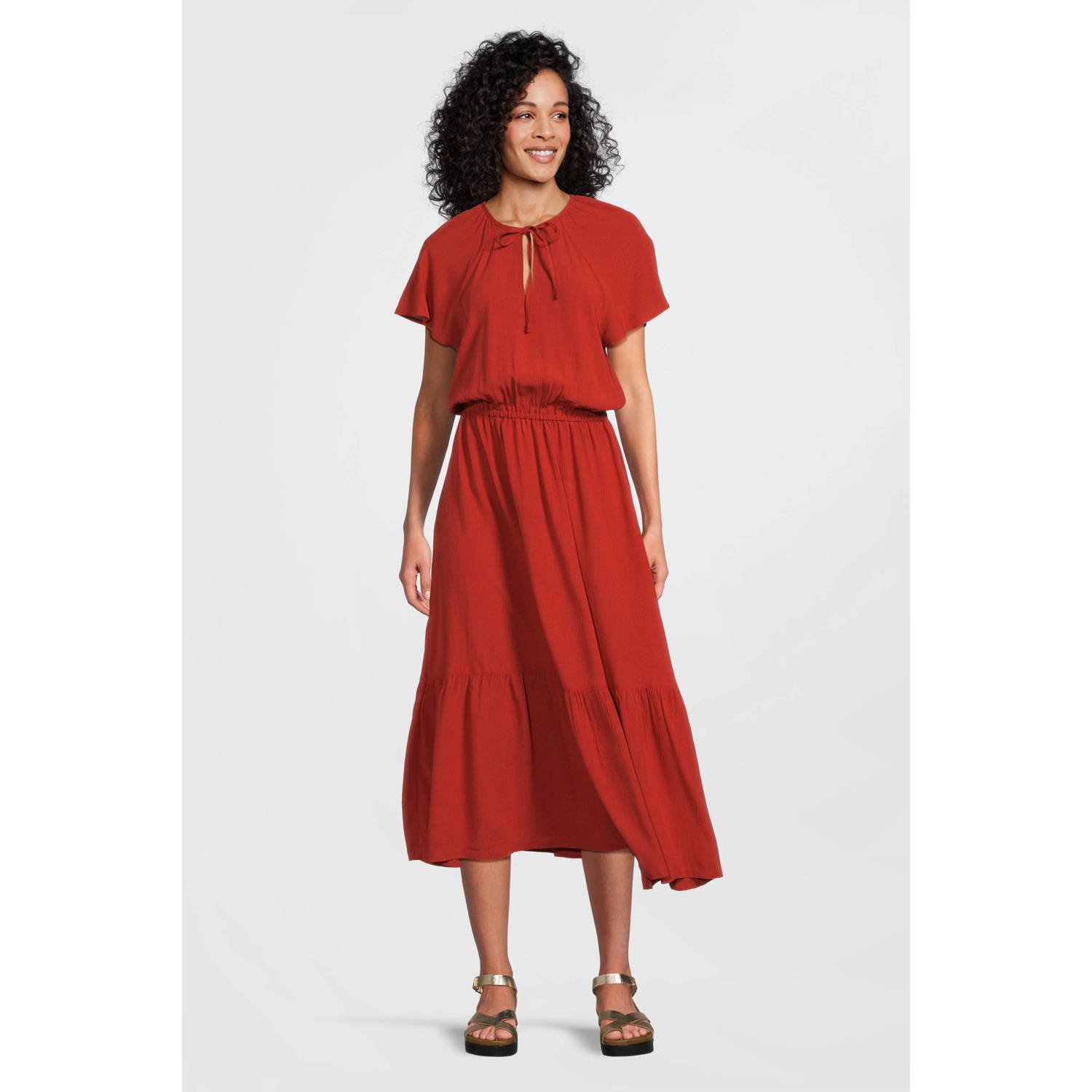 Imagine maxi crinkle jurk terracotta